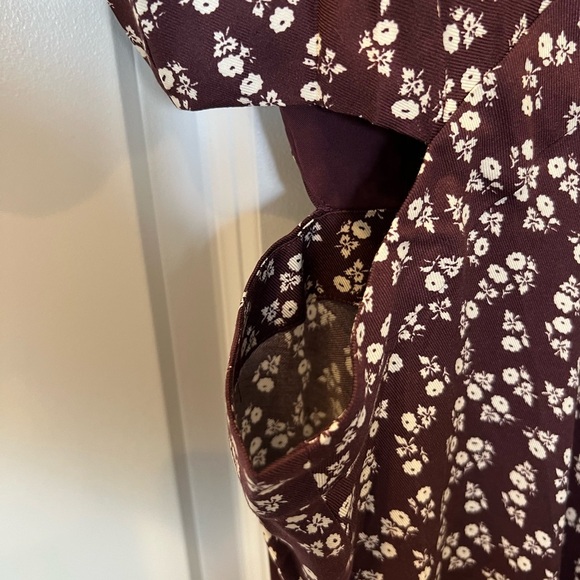 Boden Cut Out Midi Tea Dress Dark Burgundy Sweet Daisy US 14 NEW 1344 - Picture 7 of 7